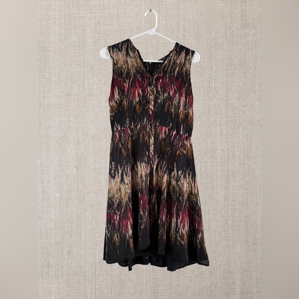 Kenneth Cole Black and Red Patterned Mini Dress